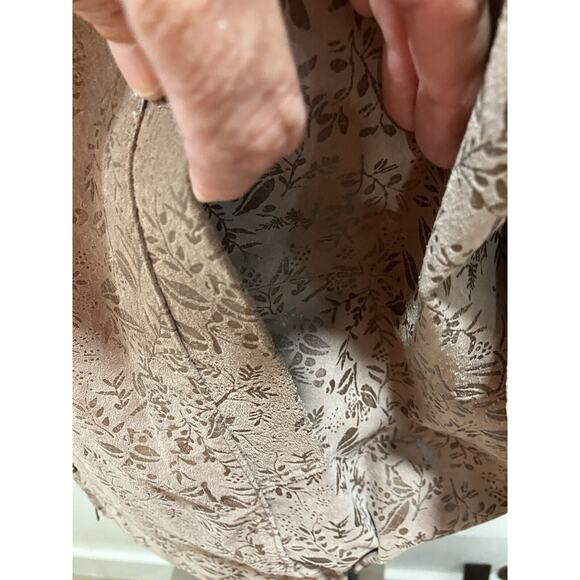 Design Assets Women’s Leather Bomber Jackets 80-90’s Floral Beige Sz M - Picture 8 of 12